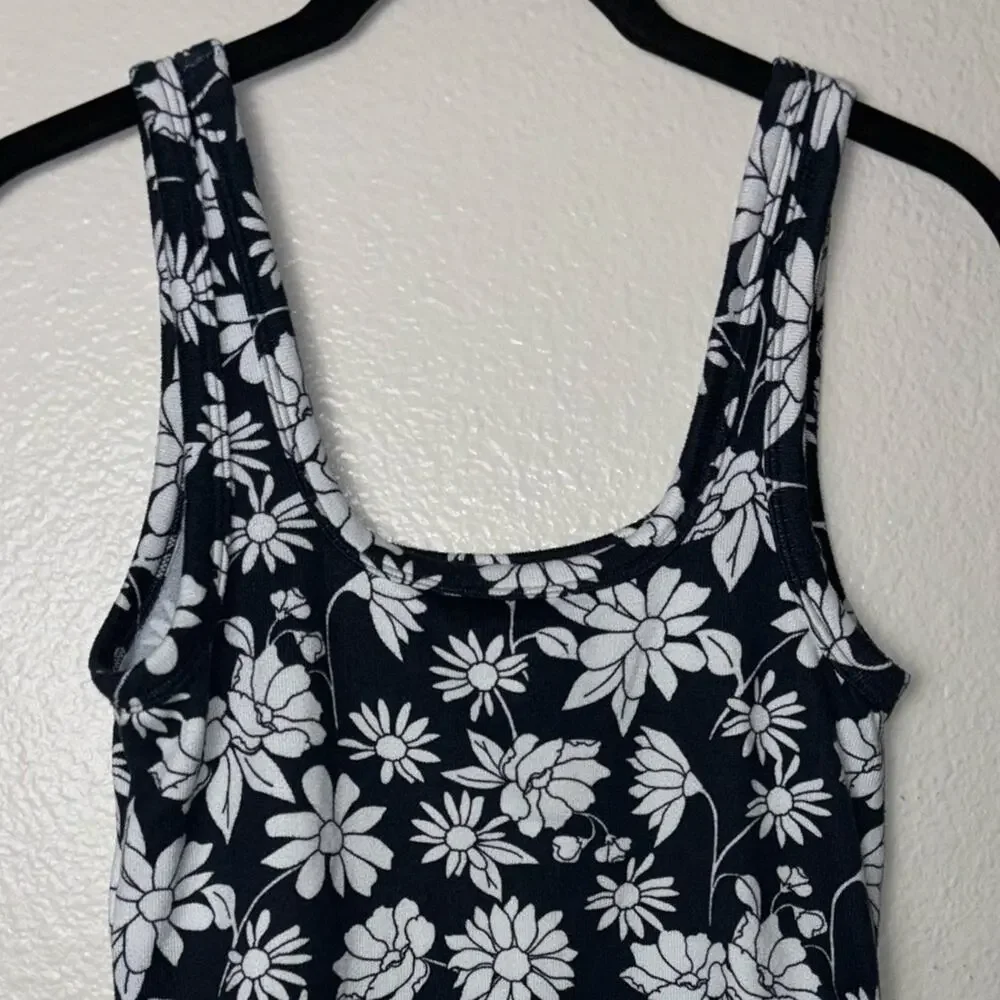 Gilly Hicks Sleep Cami tank women's size medium blue w/ white flowers side ties
